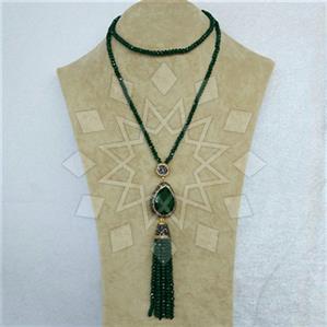 Fashion Gem and Crystals Tassel Necklace