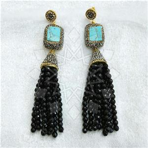 Fashion Gem and Crystals Tassel Earring