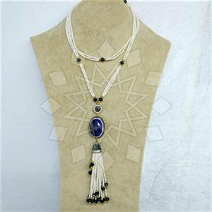 Fashion Gem and Crystals Tassel Necklace