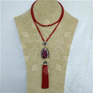 Fashion Gem and Crystals Tassel Necklace