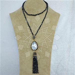 Fashion Gem and Crystals Tassel Necklace