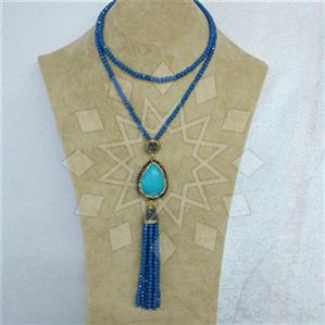 Fashion Gem and Crystals Tassel Necklace