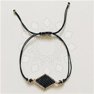 Gemstone and Bead Geometric Macrame String Bracelets