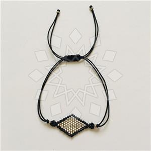 Gemstone and Bead Geometric Macrame String Bracelets