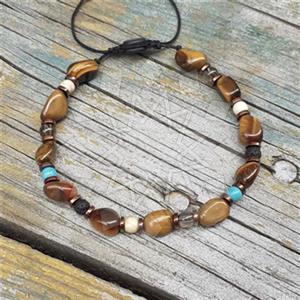 Gemstone and Bead Handmade Beaded  Adjustable Bracelet