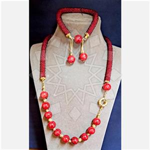 Gemstone and Bead Handmade Beaded  Earrings Bracelet Necklace Sets