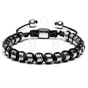 Gemstone and Bead Mens  Adjustable Bracelet