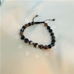 Gemstone and Bead Mens  Adjustable Bracelet