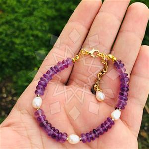 Gemstone and Bead Bead and Charm Bracelet