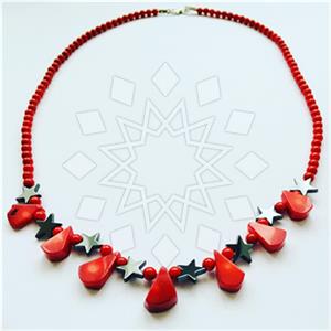 Gemstone and Bead Moon and Stars Beaded Necklace