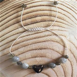 Gemstone and Bead Statement  Macrame String Bracelets