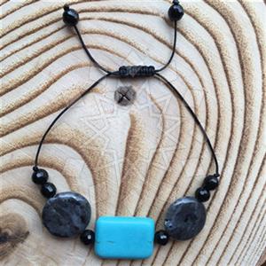 Gemstone and Bead Statement  Macrame String Bracelets