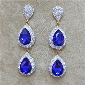 Fashion Gem and Crystals Double Drop Earrings