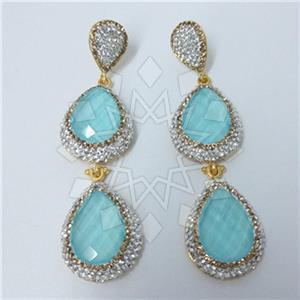 Fashion Gem and Crystals Double Drop Earrings