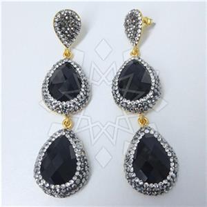 Fashion Gem and Crystals Double Drop Earrings