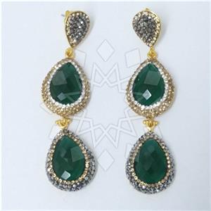 Fashion Gem and Crystals Double Drop Earrings