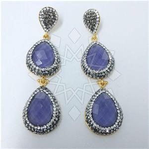Fashion Gem and Crystals Double Drop Earrings