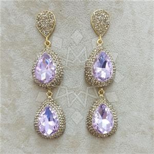 Fashion Gem and Crystals Double Drop Earrings