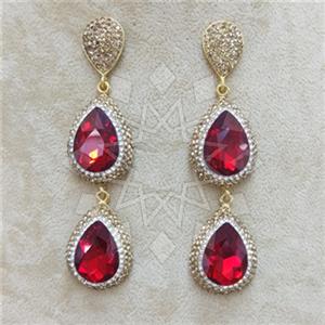 Fashion Gem and Crystals Double Drop Earrings