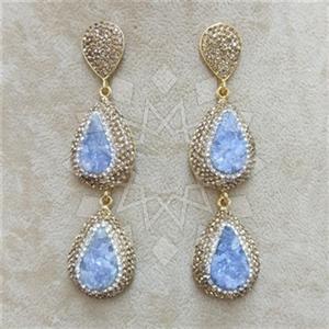 Fashion Gem and Crystals Double Drop Earrings
