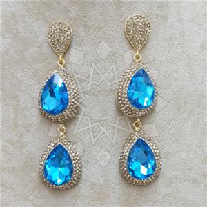 Fashion Gem and Crystals Double Drop Earrings