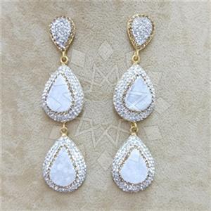 Fashion Gem and Crystals Double Drop Earrings