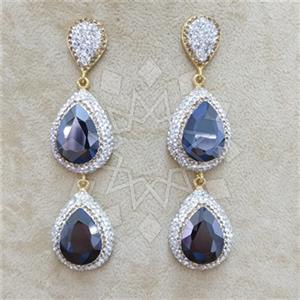 Fashion Gem and Crystals Double Drop Earrings