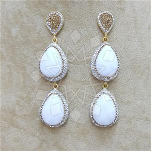Fashion Gem and Crystals Double Drop Earrings