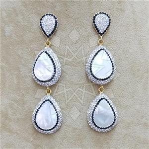 Fashion Gem and Crystals Double Drop Earrings