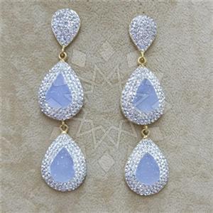 Fashion Gem and Crystals Double Drop Earrings