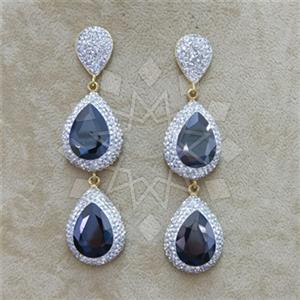 Fashion Gem and Crystals Double Drop Earrings