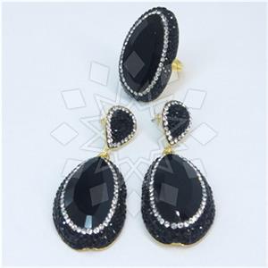 Fashion Gem and Crystals Ring Earrings Sets