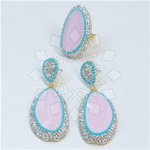Fashion Gem and Crystals Ring Earrings Sets