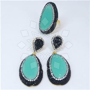 Fashion Gem and Crystals Ring Earrings Sets
