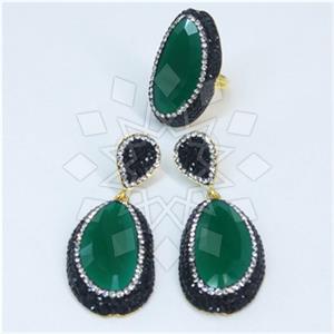 Fashion Gem and Crystals Ring Earrings Sets