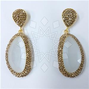 Fashion Gem and Crystals Single Drop Earrings