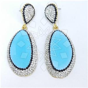 Fashion Gem and Crystals Single Drop Earrings