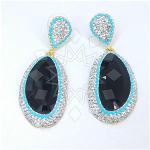 Fashion Gem and Crystals Single Drop Earrings