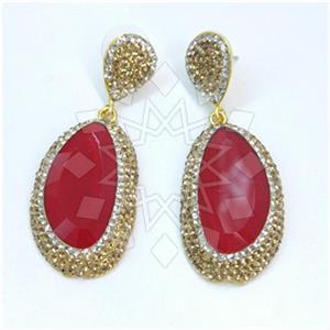 Fashion Gem and Crystals Single Drop Earrings