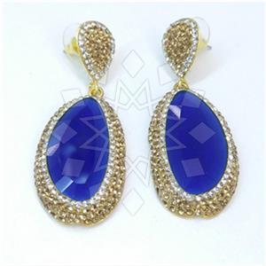 Fashion Gem and Crystals Single Drop Earrings