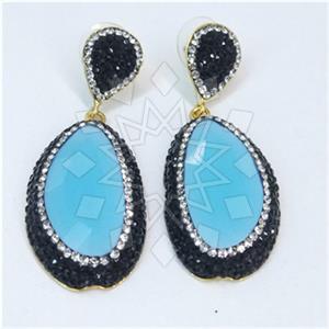 Fashion Gem and Crystals Single Drop Earrings