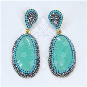 Fashion Gem and Crystals Single Drop Earrings