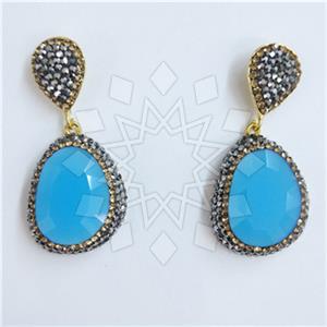 Fashion Gem and Crystals Single Drop Earrings