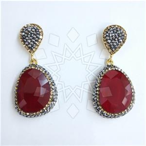 Fashion Gem and Crystals Single Drop Earrings