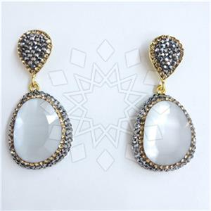 Fashion Gem and Crystals Single Drop Earrings