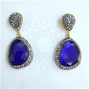 Fashion Gem and Crystals Single Drop Earrings
