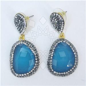 Fashion Gem and Crystals Single Drop Earrings