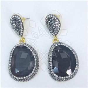 Fashion Gem and Crystals Single Drop Earrings