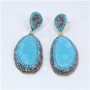 Fashion Gem and Crystals Single Drop Earrings