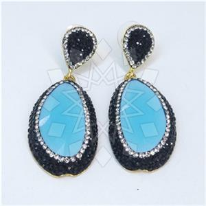 Fashion Gem and Crystals Single Drop Earrings